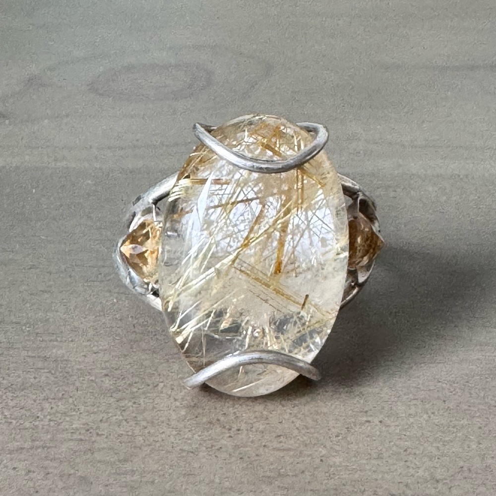 Rutilated Quartz & Citrine Ring